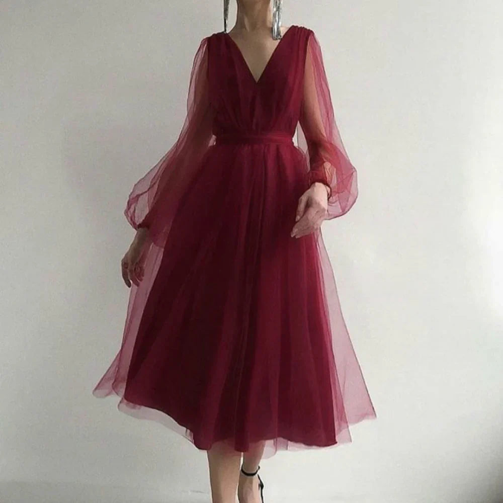 Noa Midi-Jurk | Luchtige Midi-Jurk van Semi-Transparant Polyester met Elegante Uitstraling