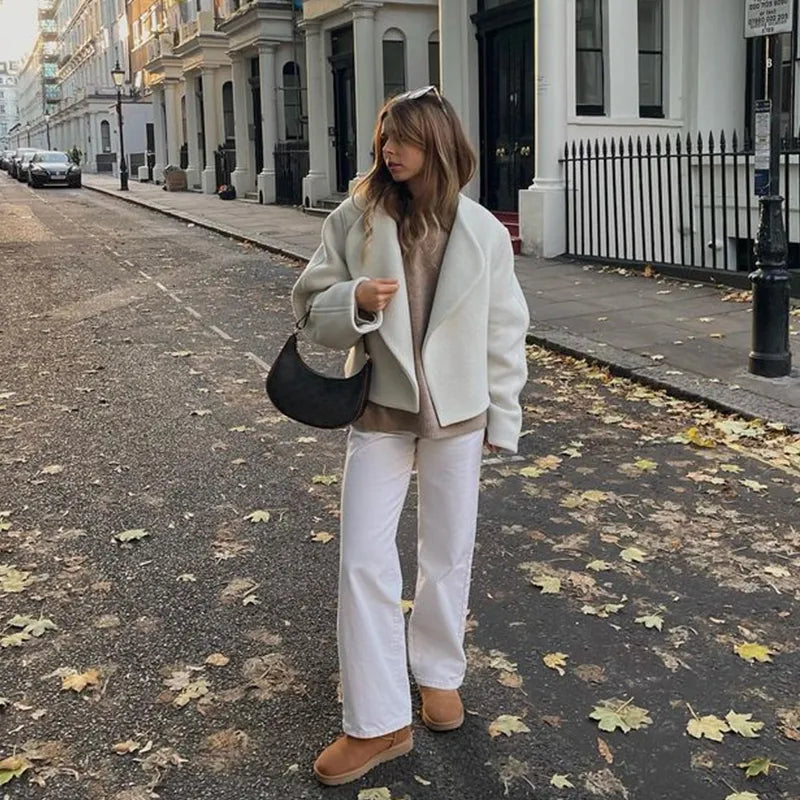 Arianna Witte teddy winterjas dames – oversized jas met kraag en zachte stof