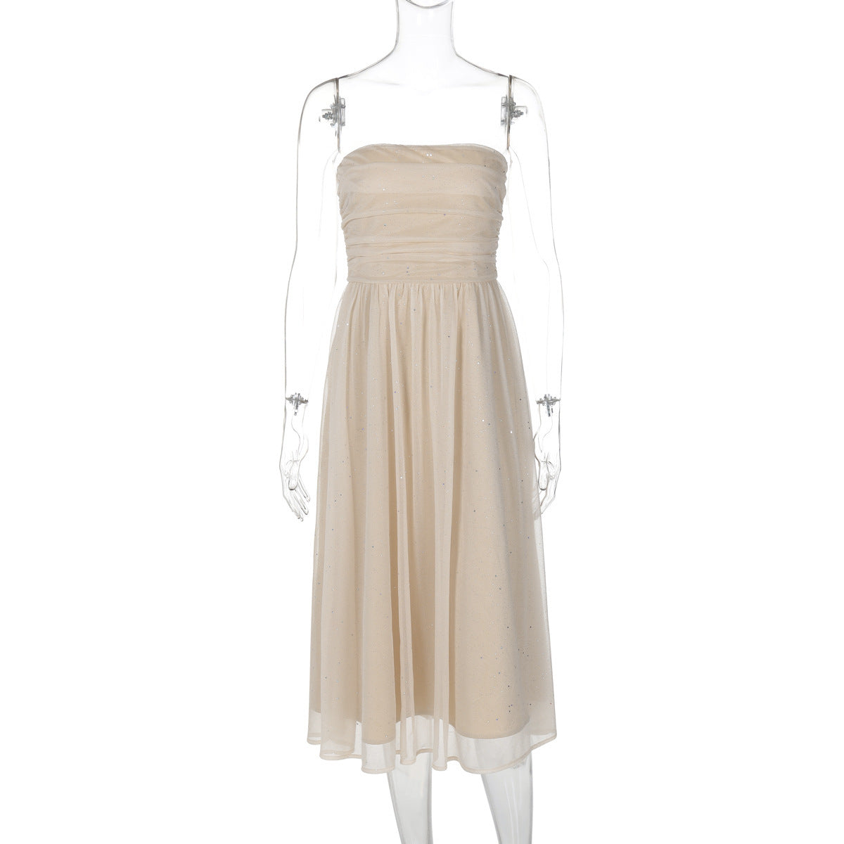 Viola Jurk | Midi-jurk met Subtiele Pailletten en Elegante Dubbele Laag