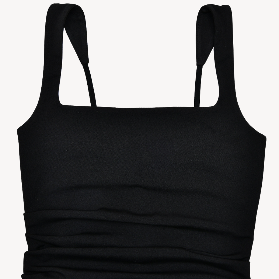 Siena zwarte satijnen maxi-jurk – elegante avondjurk met hoge split