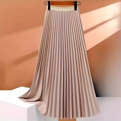 Luna satijnen plooirok – hoge taille midi-rok met elegante glans