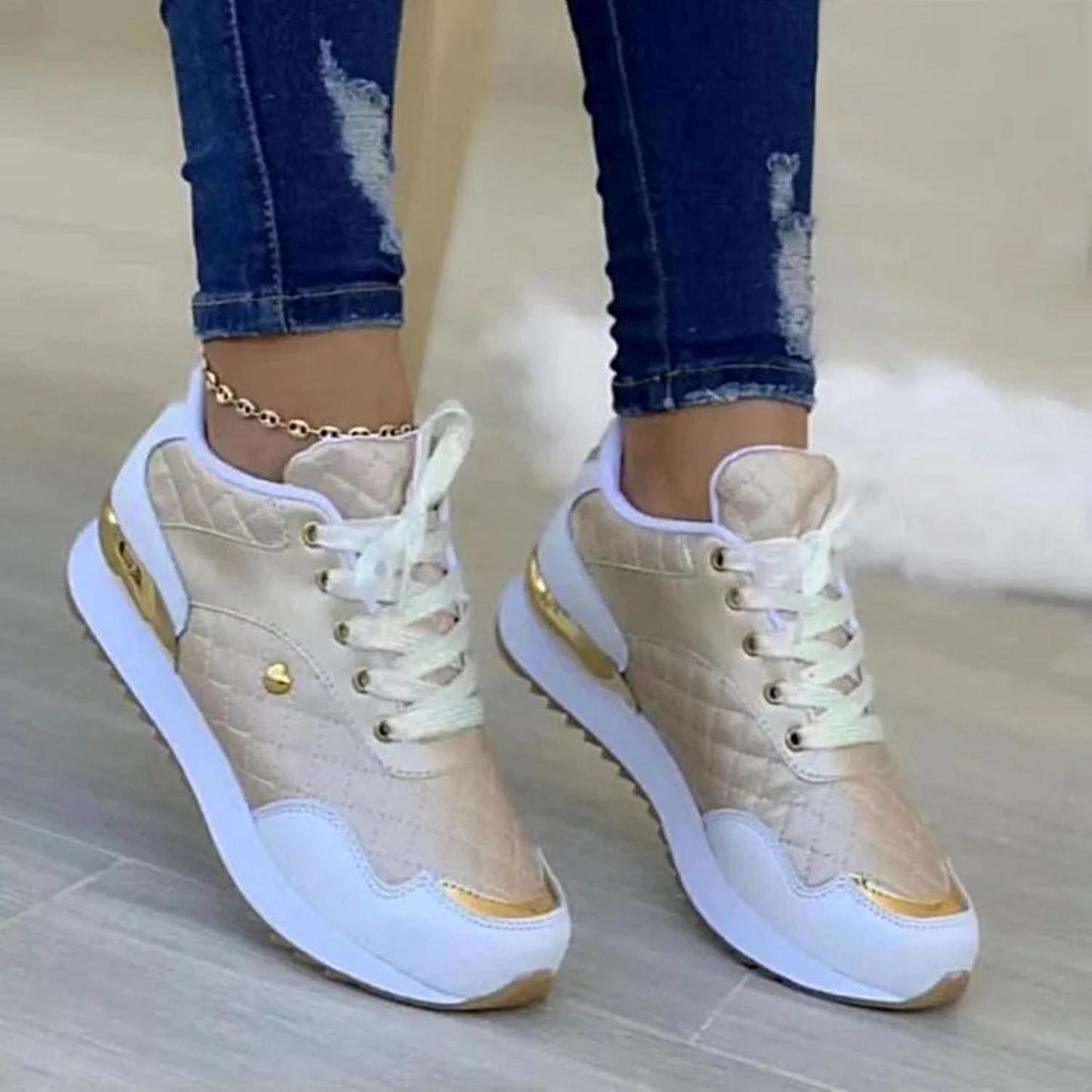 Allison Damesschoenen | Ademend Leren Sneakers met Mesh Details en Comfortzool