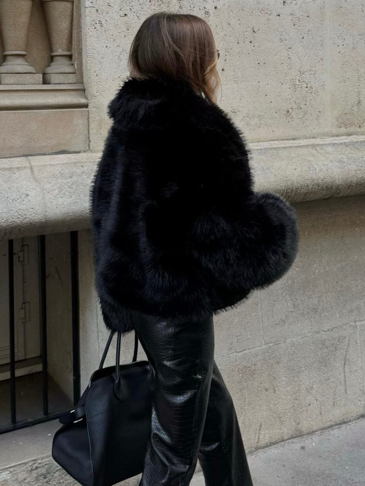 Alessia Zwarte dames faux fur winterjas – chique nepbont jas met luxe uitstraling