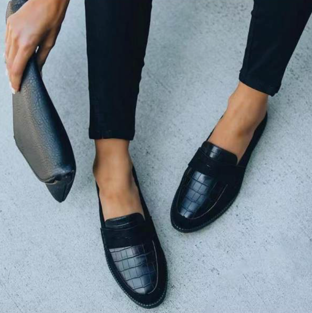 Luna Schoenen | Loafers met krokoprint voor dames