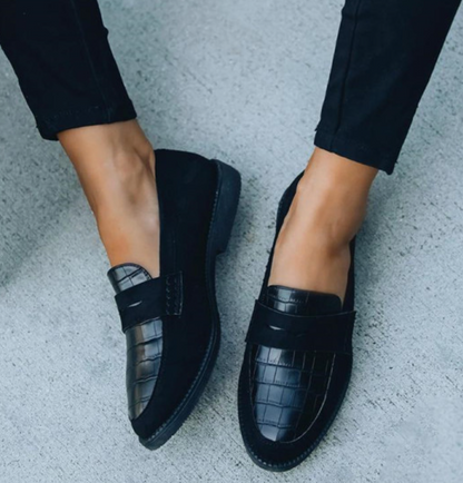 Luna Schoenen | Loafers met krokoprint voor dames