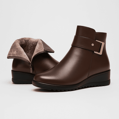 Elisabetta Dames enkellaarsjes – chique leren laarsjes met gesp en warme voering