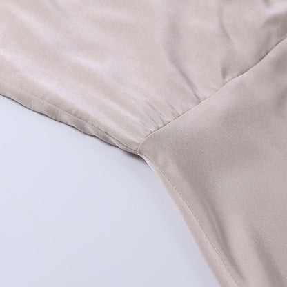 Amalia Jurk | Lange Chiffon & Satijnen Jurk met Pailletten en Elegante V-Hals