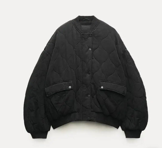 Sienna Gewatteerde bomber winterjas dames – oversized quilted jas met casual look
