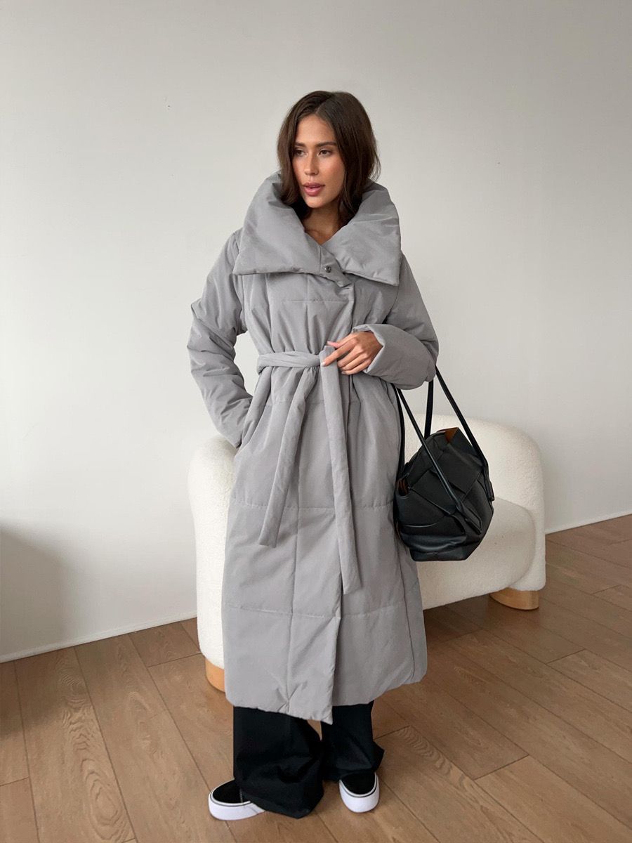 Giulia Lange gewatteerde dames winterjas – stijlvolle puffer coat met taille-riem