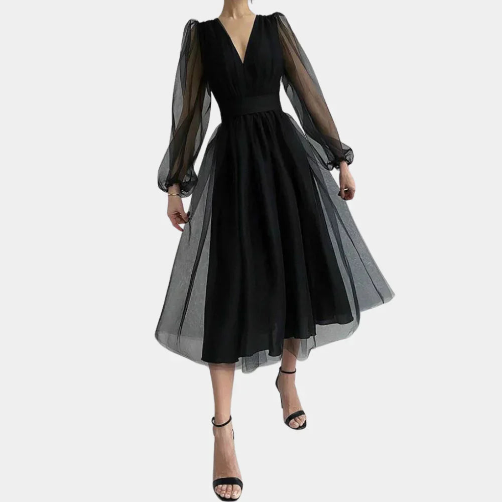 Noa Midi-Jurk | Luchtige Midi-Jurk van Semi-Transparant Polyester met Elegante Uitstraling