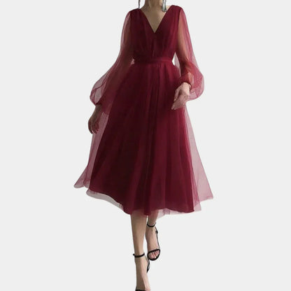 Noa Midi-Jurk | Luchtige Midi-Jurk van Semi-Transparant Polyester met Elegante Uitstraling