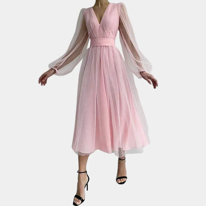 Noa Midi-Jurk | Luchtige Midi-Jurk van Semi-Transparant Polyester met Elegante Uitstraling