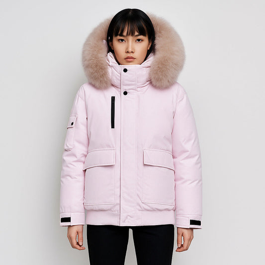 Valentina Dames winterjas – warme jas met grote bontkraag en waterafstotende stof