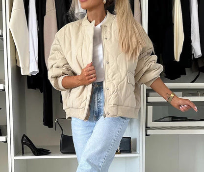 Sienna Gewatteerde bomber winterjas dames – oversized quilted jas met casual look