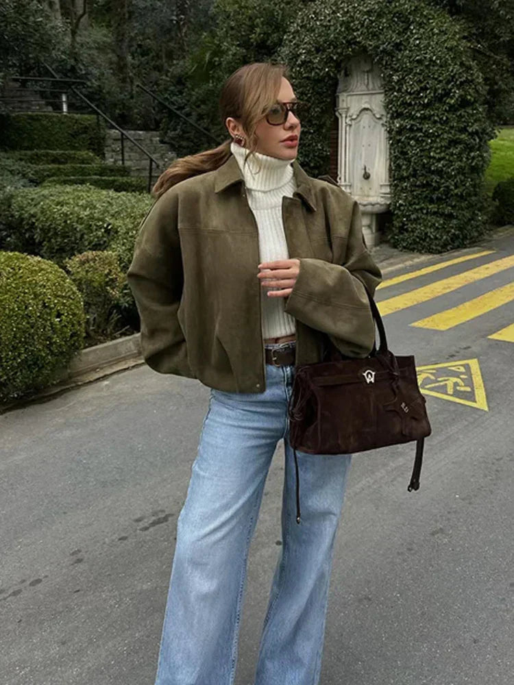 Giulia Bomberjack | Suède Damesjack met Tijdloos Bombersilhouet en Luxe Afwerking