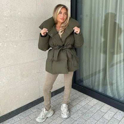 Giada Elegante gewatteerde damesjas | Trendy winterparka met ceintuur & chique uitstraling