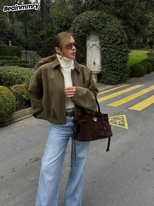 Giulia Bomberjack | Suède Damesjack met Tijdloos Bombersilhouet en Luxe Afwerking