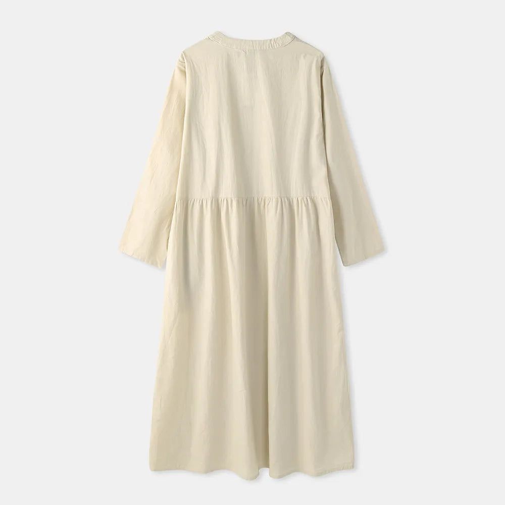 Isadora Jurk | Oversized Katoenen Overhemdjurk met Lange Mouwen en Bohemian Maxi Look