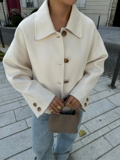 Alessia Wollen dames winterjas – oversized wolblend jas met klassieke kraag