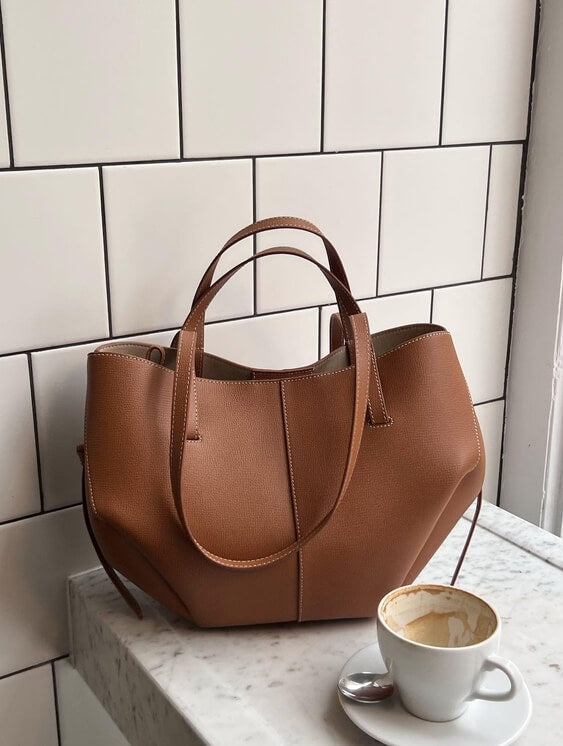 Giordana Dames Vintage Tote Bag – Luxe Leren Schoudertas met Ruim Interieur