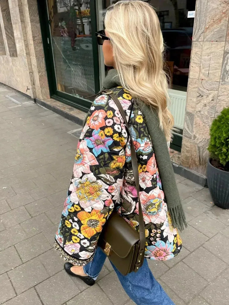 Aaliyah Bloemenjas | Vintage Warme Damesjas met Losse Pasvorm en Bloemenprint