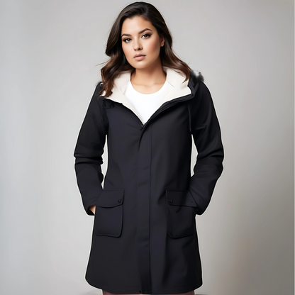 Giada Waterdichte dames jas met capuchon en fleece voering – comfortabele regenjas voor dagelijks gebruik