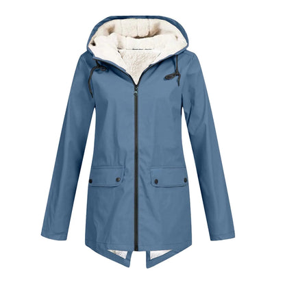 Giada Waterdichte dames jas met capuchon en fleece voering – comfortabele regenjas voor dagelijks gebruik