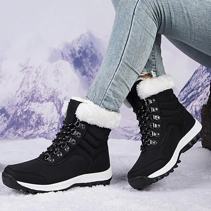 Chiara Boots | Dames Quilted Mid-Calf Winterlaarzen met Fleece Voering en Vetersluiting