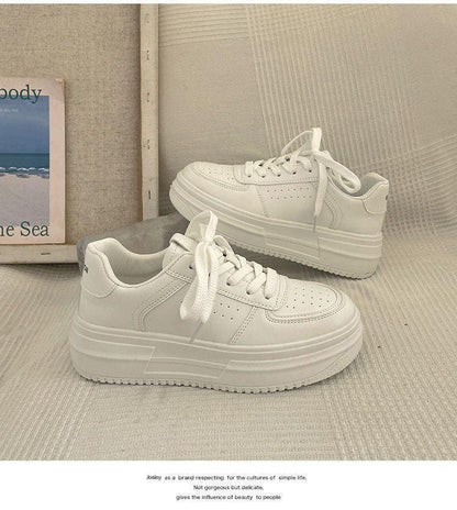Luna Sneakers | Witte Dames Schoenen met Dikke Zool en Koreaans Design
