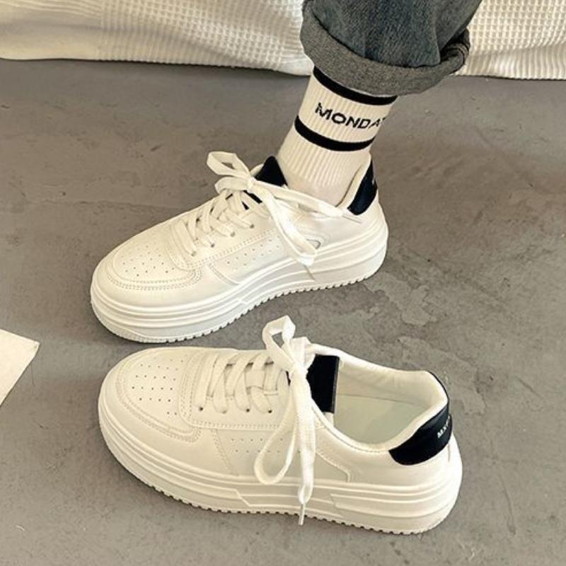 Luna Sneakers | Witte Dames Schoenen met Dikke Zool en Koreaans Design