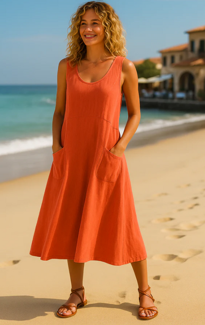 Nena Jurk | Relaxte Zomerjurk met Volumineuze Pasvorm en Zakken