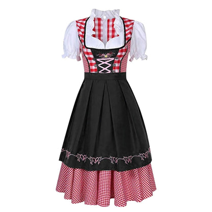 Loretta Dirndl Jurk | Beierse Oktoberfest-jurk met Korsetdetail, Pofmouwen en Schort